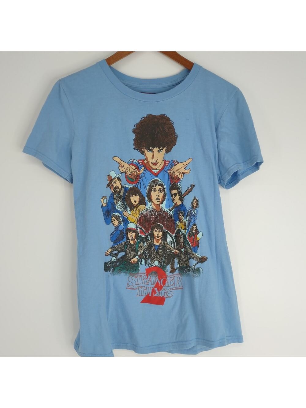 Stranger Things Netflix Season 2 Blue T-Shirt Graphic Tee Size Small